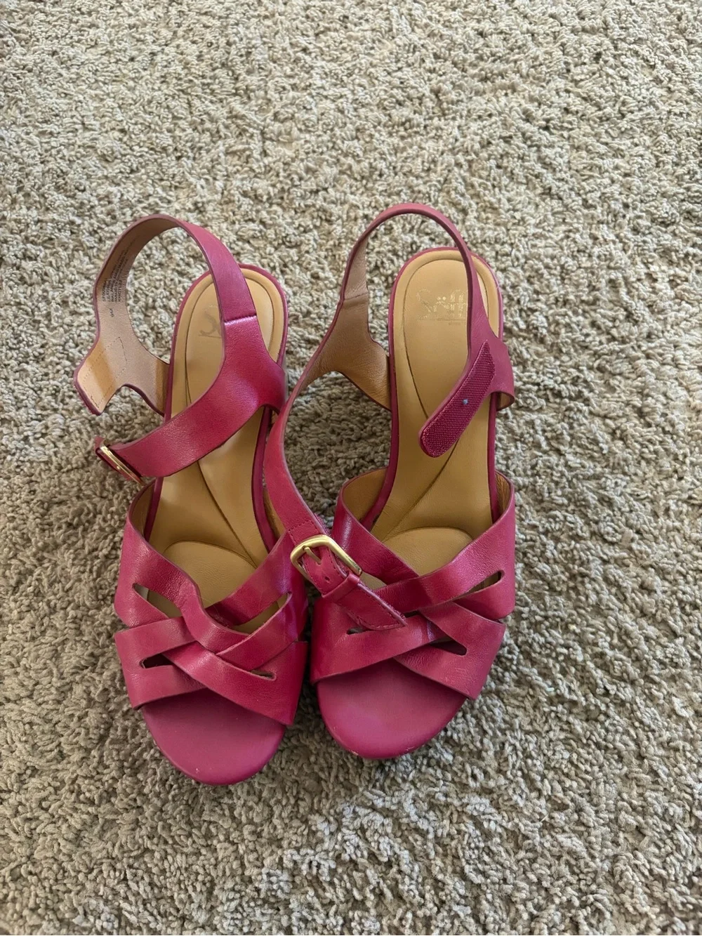 Sofft Fuchsia Leather Woven Slingback Sandals